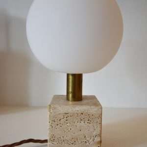 Fratelli Mannelli 1960s Small Travertine Table Light
